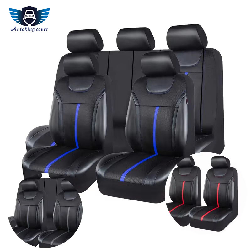 Leather Car Seat Covers Full Set Universal - AUTOKING Zestaw uniwersalnych pokrowców na siedzenia