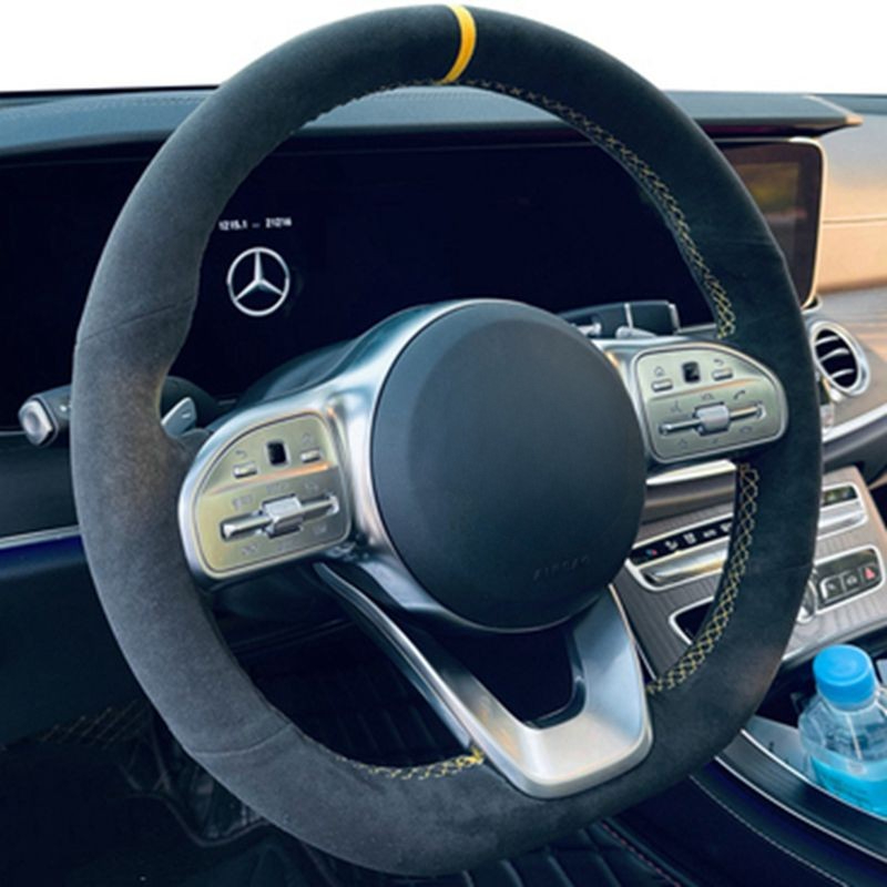 Car Steering Wheel Cover Anti Slip Breathable - Antypoślizgowy czarny zamszowy pokrowiec na kierownicę