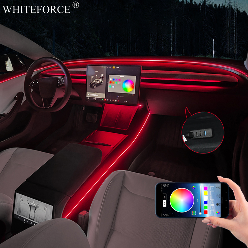 Led Ambient Interior Car Lights App Control - Lampki ambientowe LED RGB do wnętrza