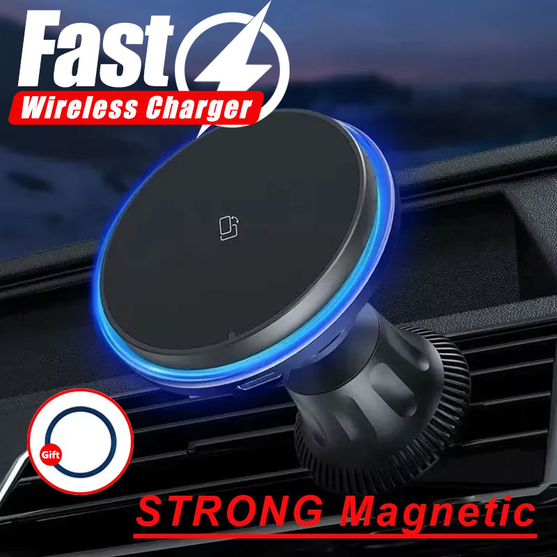 Wireless Car Charger Mount Fast Charging - Magnetyczna bezprzewodowa ładowarka samochodowa LED/RGB do