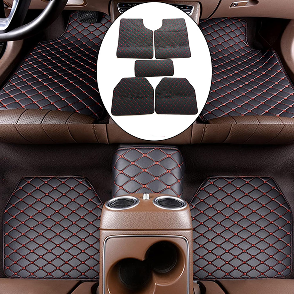 Car Floor Mats Universal Waterproof Leather - 5 SZTUK / ZESTAW Skórzane dywaniki