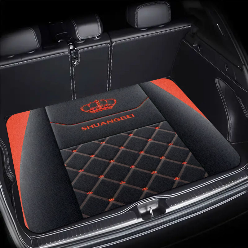Car Floor Mats Universal Waterproof Leather - Uniwersalne dywaniki samochodowe luksusowe czarno-czerwone z