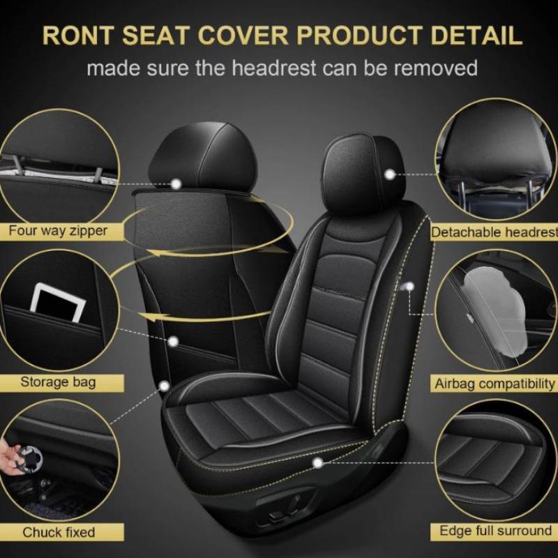 Czarne uniwersalne pokrowce na – Leather Car Seat Covers Full Set Universal recenzja i cena