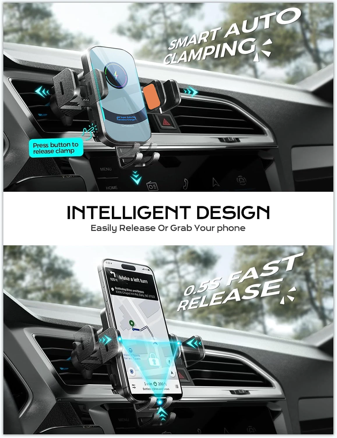 Bezprzewodowa ładowarka samoch – Wireless Car Charger Mount Fast Charging recenzja i cena