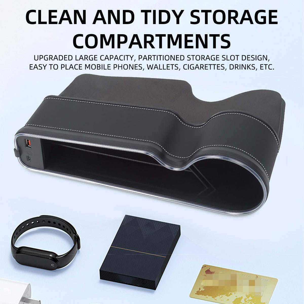 Wypełniacz szczeliny w fotelu  – Seat Gap Filler Organizer With Usb Charger recenzja i cena