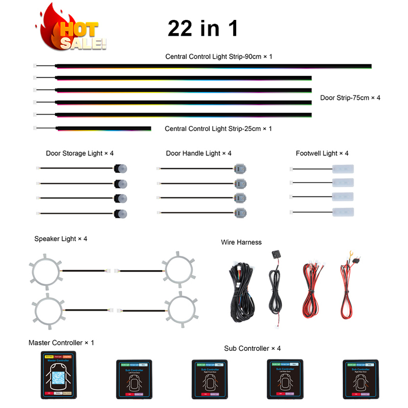 22 w 1 Dream Color RGB Dynamic – Led Ambient Interior Car Lights App Control recenzja i cena