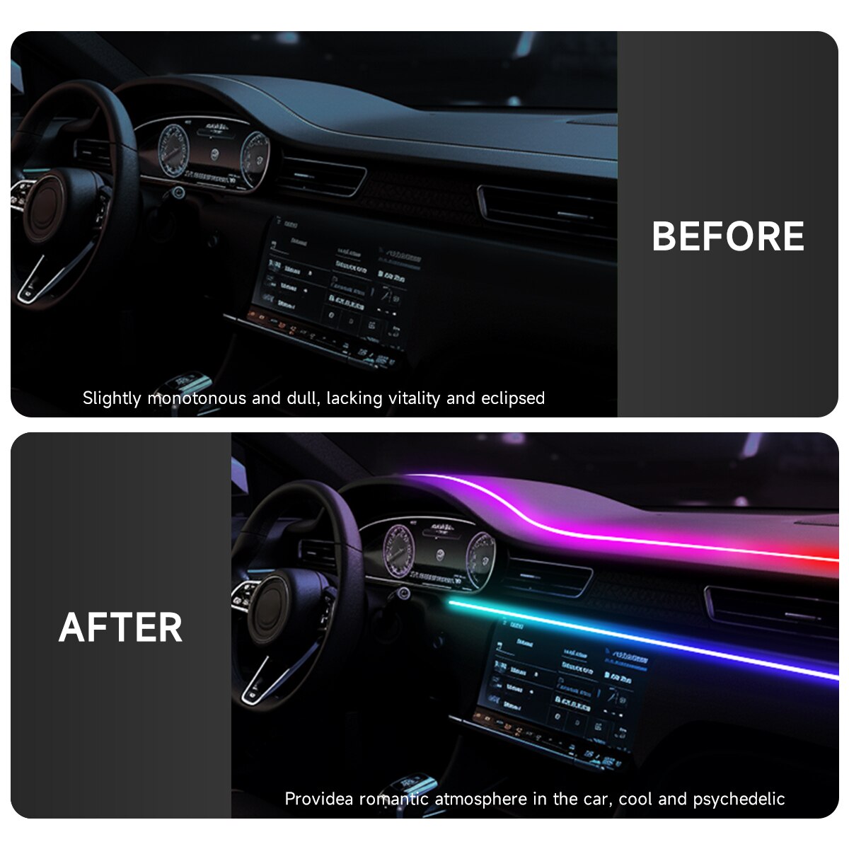 Samochodowe oświetlenie otocze – Led Ambient Interior Car Lights App Control recenzja i cena