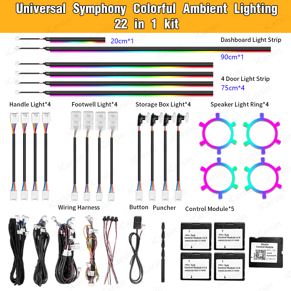 C2 64 Kolory Dynamiczna Symfon – Led Ambient Interior Car Lights App Control recenzja i cena