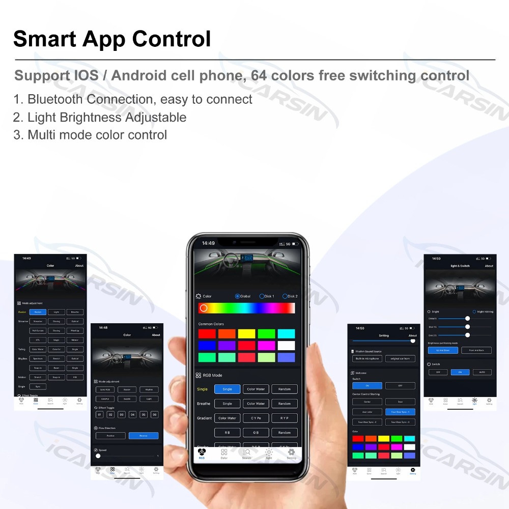 C2 64 Kolory Dynamiczna Symfon – Led Ambient Interior Car Lights App Control recenzja i cena