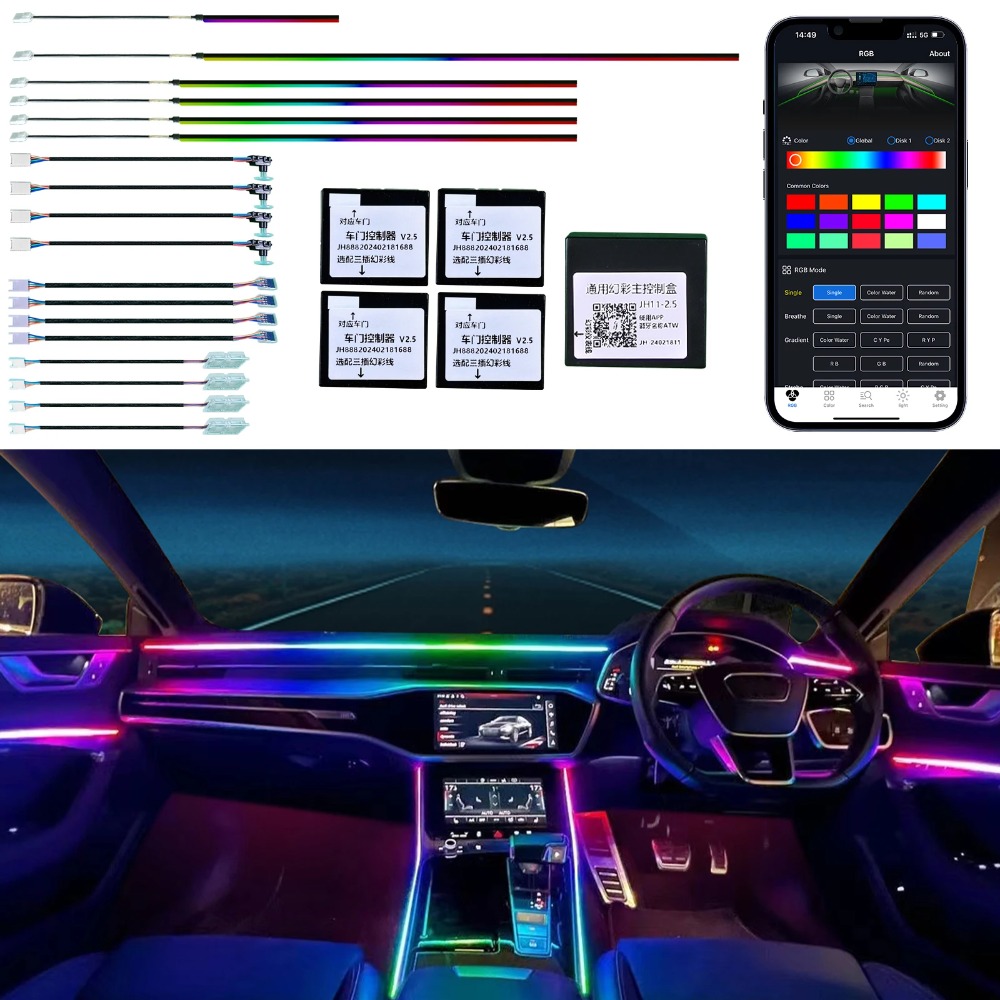 C2 64 Kolory Dynamiczna Symfon – Led Ambient Interior Car Lights App Control recenzja i cena